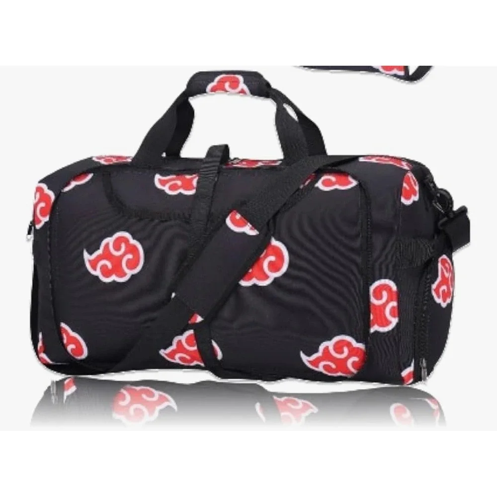 Naruto Akatsuki Anime Foldable Duffel Gym Bag Black Red Clouds 55L Extra Large
